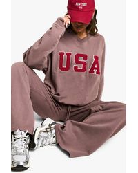Boohoo - Usa V Neck Oversized Sweatshirt - Lyst