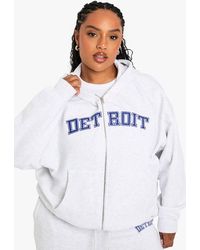 Boohoo - Plus Detroit Zip Through Oversized Hoodie - Lyst