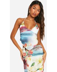 Boohoo - Printed Floral Halter Neck Top - Lyst