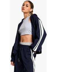 Boohoo - Side Stripe Woven Zip Through Tracksuit Top - Lyst