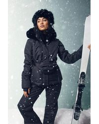 Boohoo - Faux Fur Trim Ski Jacket With Matching Bag - Lyst