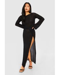 Boohoo - Petite Tie Back Top And Thigh Split Maxi Skirt - Lyst