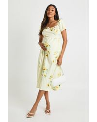 Boohoo - Maternity Floral Milkmaid Midi Dress - Lyst