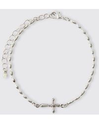 BoohooMAN - Silbernes Kreuz-Armband - Lyst