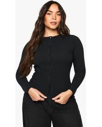 Boohoo - Plus Ripple Rib Button Down Top - Lyst