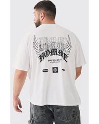 BoohooMAN - Plus Oversized Moto Racing Overdye T-shirt In White - Lyst