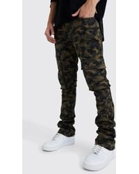 Boohoo - Skinny Stacked Flare Gusset Camo Cargo Trouser - Lyst