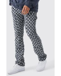 BoohooMAN - Fixed Waist Slim Flare Checked Tapestry Gusset Trouser - Lyst