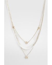 Boohoo - Butterfly & Pearl Necklace Multipack - Lyst