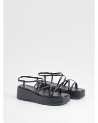 Boohoo - Minimal Strappy Flatform Sandals - Lyst