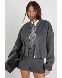 Boohoo - Wool Look Bomber Jacket - Lyst