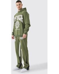 BoohooMAN - Tall Homme Official 13 Hooded Gusset Tracksuit In Khaki - Lyst