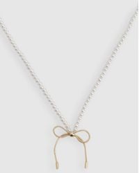 Boohoo - Pearl Detail Bow Necklace - Lyst
