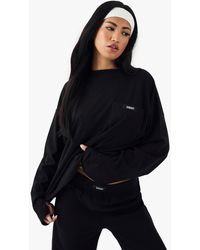 Boohoo - Dsgn Studio Woven Label Long Sleeve Oversized T-Shirt - Lyst