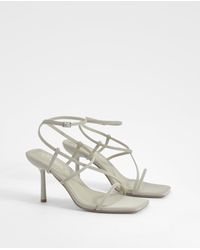 Boohoo - Square Toe Strappy Mid Height Heels - Lyst