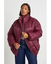 Boohoo - Plus Funnel Neck Puffer Jacket - Lyst