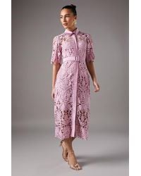Coast - Lace Shirt Dress With Short Sleeves - Lyst