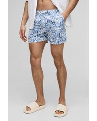 BoohooMAN - Short Length Abstract Print Swim Shorts - Lyst