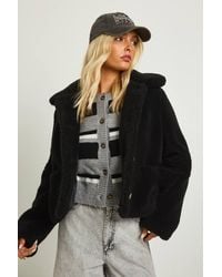 Boohoo - Short Fur Collared Jacket - Lyst