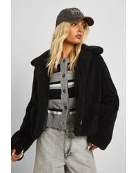Boohoo - Short Fur Collared Jacket - Lyst