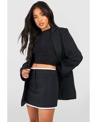 Boohoo - Petite Contrast Trim Woven Mini Skirt - Lyst