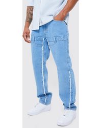 Boohoo - Relaxed Rigid Double Waistband Frayed Jeans - Lyst