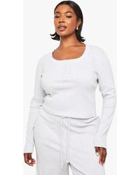 Boohoo - Plus Button Front Scoop Top - Lyst