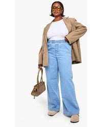 Boohoo - Plus Elasticated Waist Wide Leg Jean - Lyst