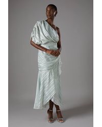 Coast - Jacquard Tiered One Shoulder Midi Dress - Lyst