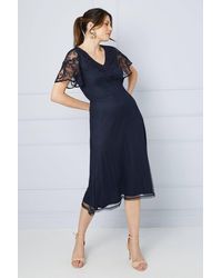 Wallis - Occasion Cornelli V Neck Dobby Midi Dress - Lyst