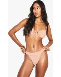 Boohoo - Glitter U-Bar Bandeau Bikini Top & High Leg Bikini Bottoms Set - Lyst