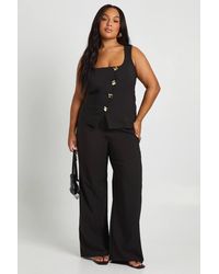 Boohoo - Plus Asymmetric Trim Detail Waistcoat And Wide Leg Tailored Trouser Co Ord - Lyst