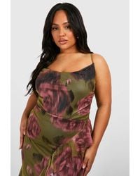 Boohoo - Plus Abstract Floral Mesh Cowl One Piece - Lyst