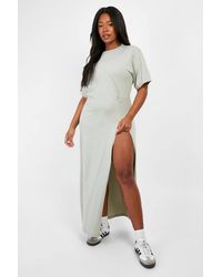Boohoo - Plus Knot Detail High Split T-Shirt Dress - Lyst