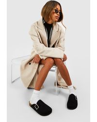 Boohoo - Wide Fit Oversized Buckle Closed Toe Clogs - Lyst