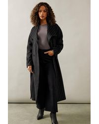Wallis - Pinstripe Shawl Collar Belted Coat - Lyst