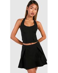 Boohoo - Pocket Detail Halterneck Top & Pleated Mini Skirt - Lyst