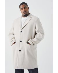 BoohooMAN - Plus einreihiger Mantel aus Wollmischung - Lyst