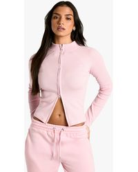 Boohoo - Rib Zip Through Top - Lyst