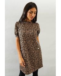 Wallis - Neutral Short Sleeve Jacquard Ponte Shift Dress - Lyst