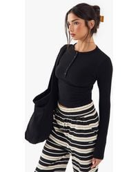 DSGN Studio - Button Detail Embroidered Long Sleeve Top - Lyst