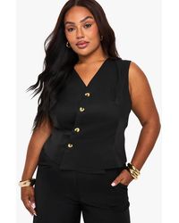 Boohoo - Plus Tailored Button Asymmetric Waistcoat - Lyst
