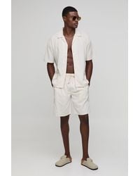 BoohooMAN - Oversize Leinen-Hemd mit Taschen-Detail & Shorts - Lyst