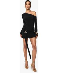 Boohoo - Asymmetric Drape Mini Dress - Lyst