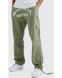 BoohooMAN - Tall Relaxed Ripstop Cargo Worldwide Print Trouser - Lyst