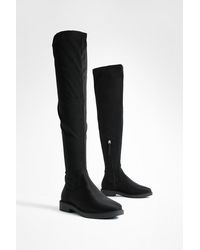 Boohoo - Wide Fit Flat Stretch Over The Knee Boots - Lyst