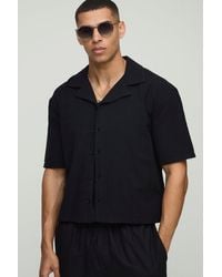 BoohooMAN - Kurzärmliges Oversize Hemd in Leinenoptik - Lyst