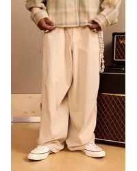 Boohoo - Balloon Fit Pleat Front Washed Twill Pants - Lyst