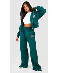 Boohoo - Portland Print Zip Up Hoodie And Wide Leg Jogger Tracksuit - Lyst