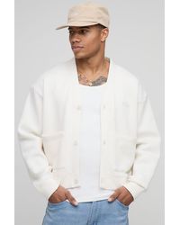 BoohooMAN - Oversized Boxy Official Applique Jersey Cardigan - Lyst